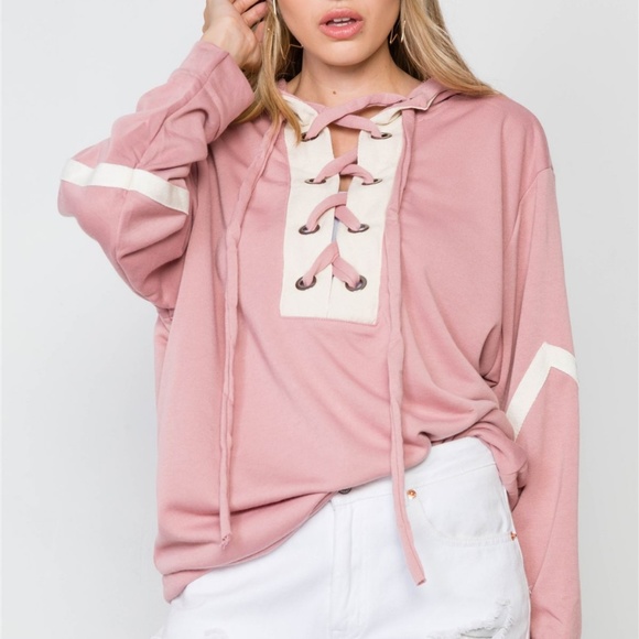 RESTOCKED!🌸Knit Hooded Lace-up Sweater - Picture 1 of 4